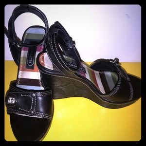 Coach Kerilyn Smooth Leather Embossed  Wedges 8.5